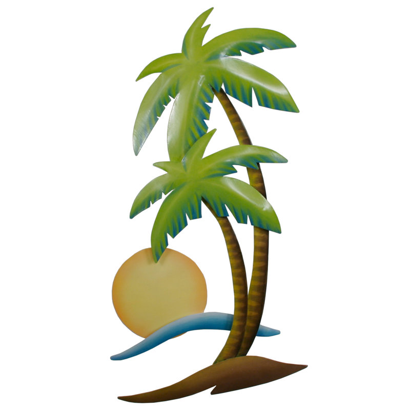 Bayou Breeze Palm Trees And Sun Metal Beach Wall Decor Wayfair
