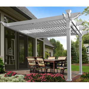 Elysium Attached Louvered 8.5 Ft. H x 12 Ft. W x 12 Ft. D Pergola