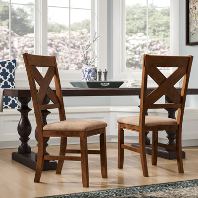 Gourdine Wood Cross Back Upholstered Side Chair Set of 2