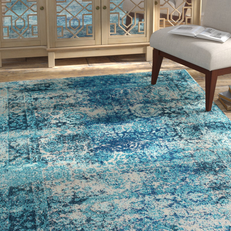 Bungalow Rose Renshaw Vintage Shuler Ocean Blue Area Rug Reviews Wayfair