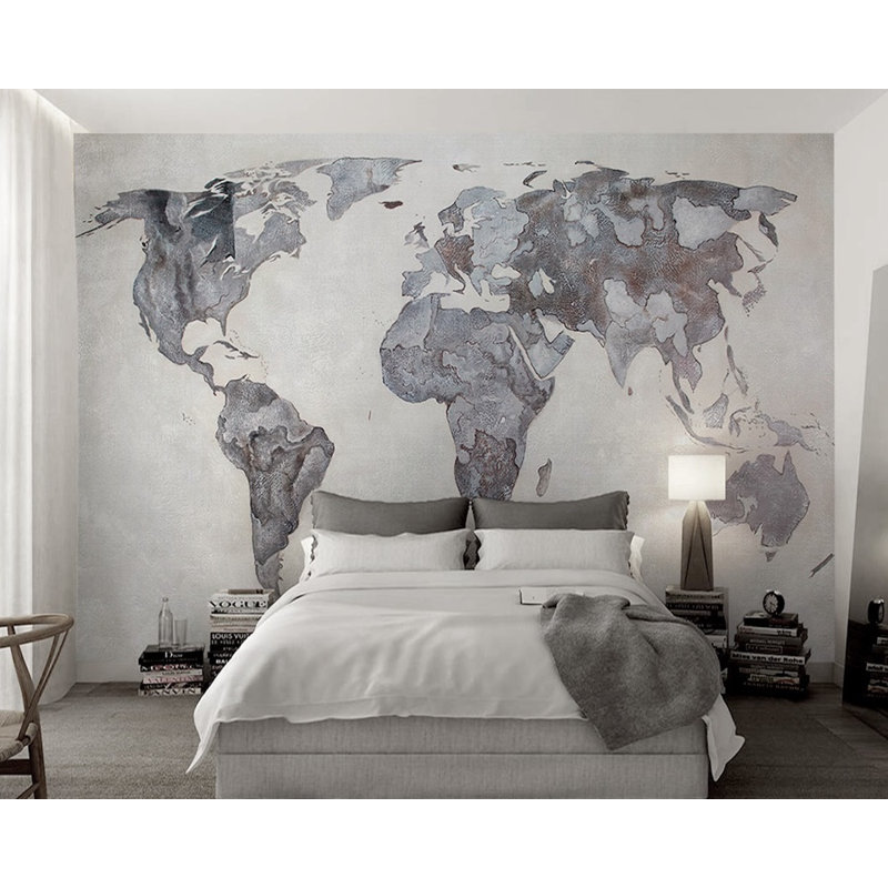 Williston Forge Beatrix Monochrome Retro World Map Wall Mural Wayfair