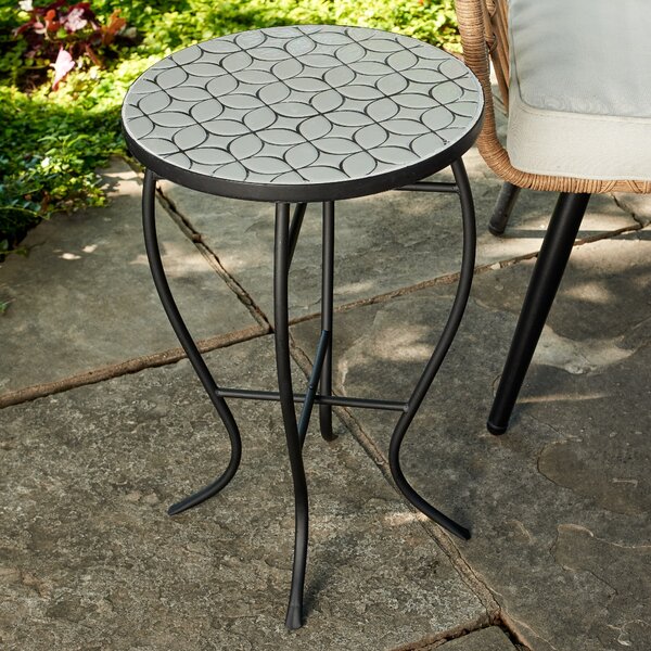 Outdoor Table Dinks Side Picnic Metal Frame For Patio Cafe 60 80cm Umbrella Hole 
