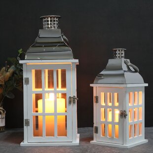 t lights included indoor outdoor weddings Cream Pair of 2 slanted Lanterns 