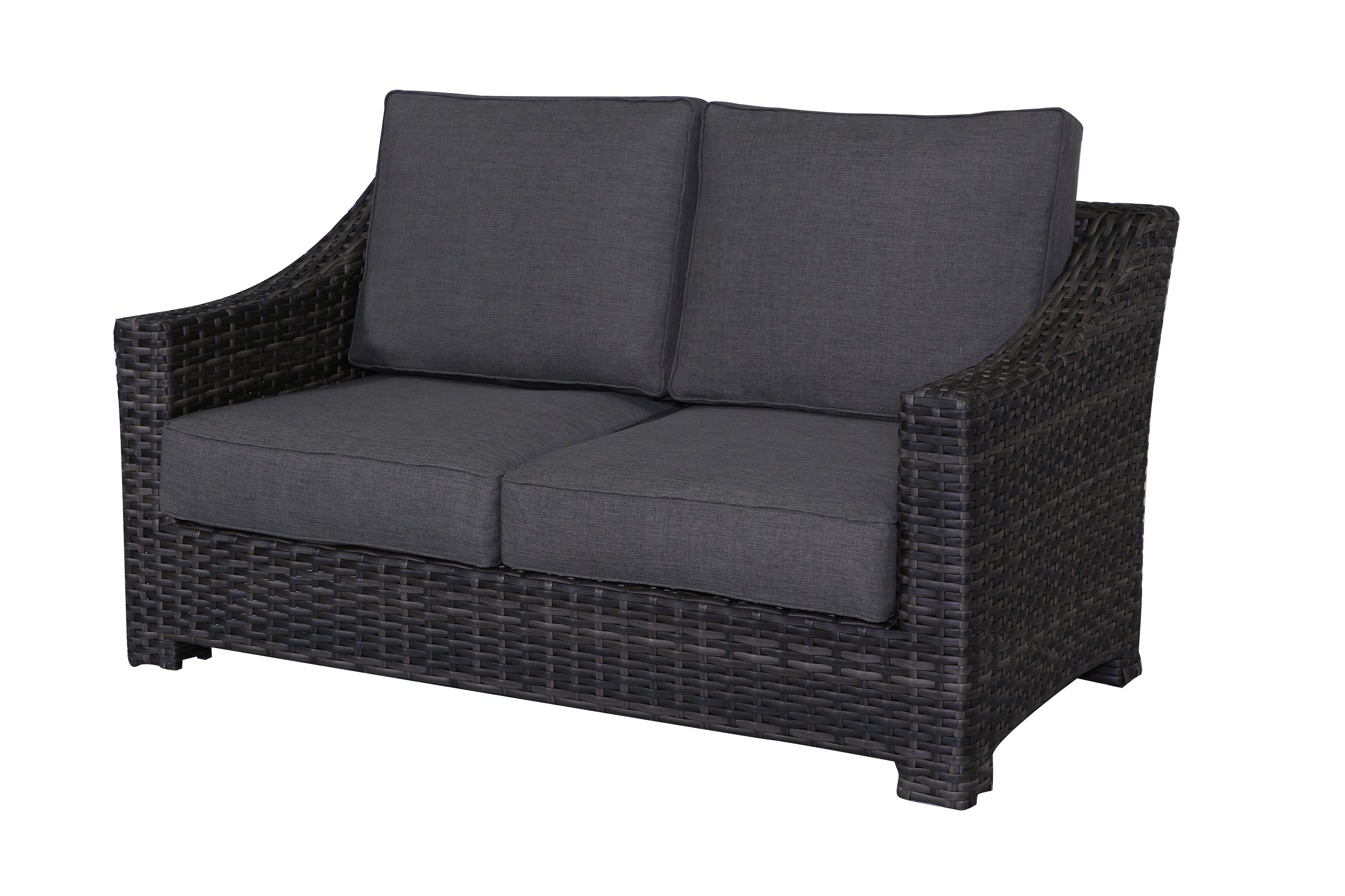 outdoor black wicker loveseat