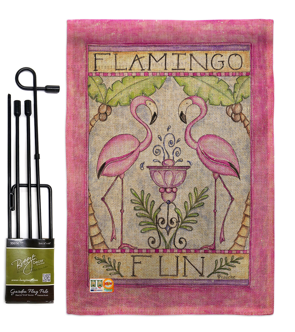 Bay Isle Home Testerman Flamingo Fun Garden Friends Birds Impressions 2 Sided Burlap 18 5 X 13 In Flag Set Wayfair