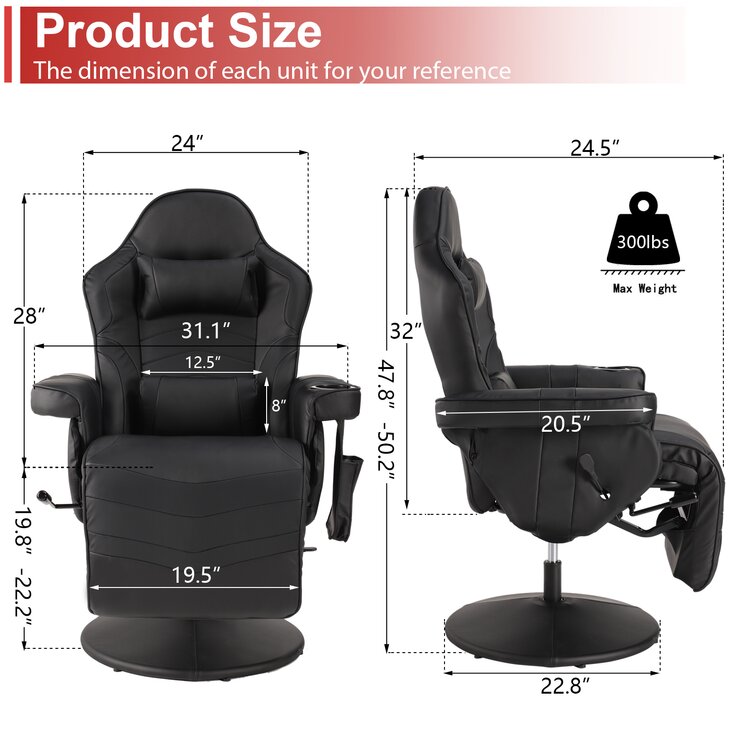 Gaming Chair Computer Chair Black Ergonomic Backrest and Seat Height Adjustment Recliner Swivel 360 Degree Backrest Reclining Office Chair Backrest and Armrests Mesh Chair-USA Fast Shipment