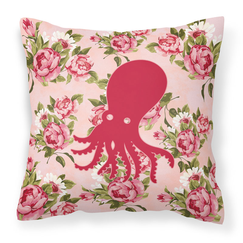 Winston Porter Mal Octopus Shabby Elegance Pink Roses Floral 14 Throw Pillow Wayfair