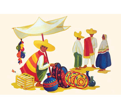 Mexican Basket Merchant Painting Print Buyenlarge Size 20 H x 30 W