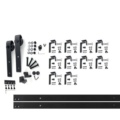 UShape Classic Design Double Bypass Double Door Barn Door Hardware Kit Homacer Track Length 156 in