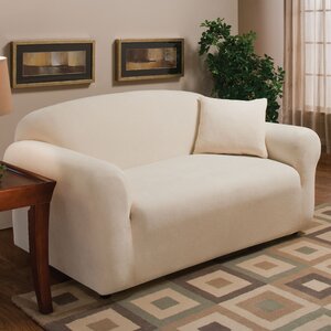 Stretch Microfleece Box Cushion Loveseat Slipcover