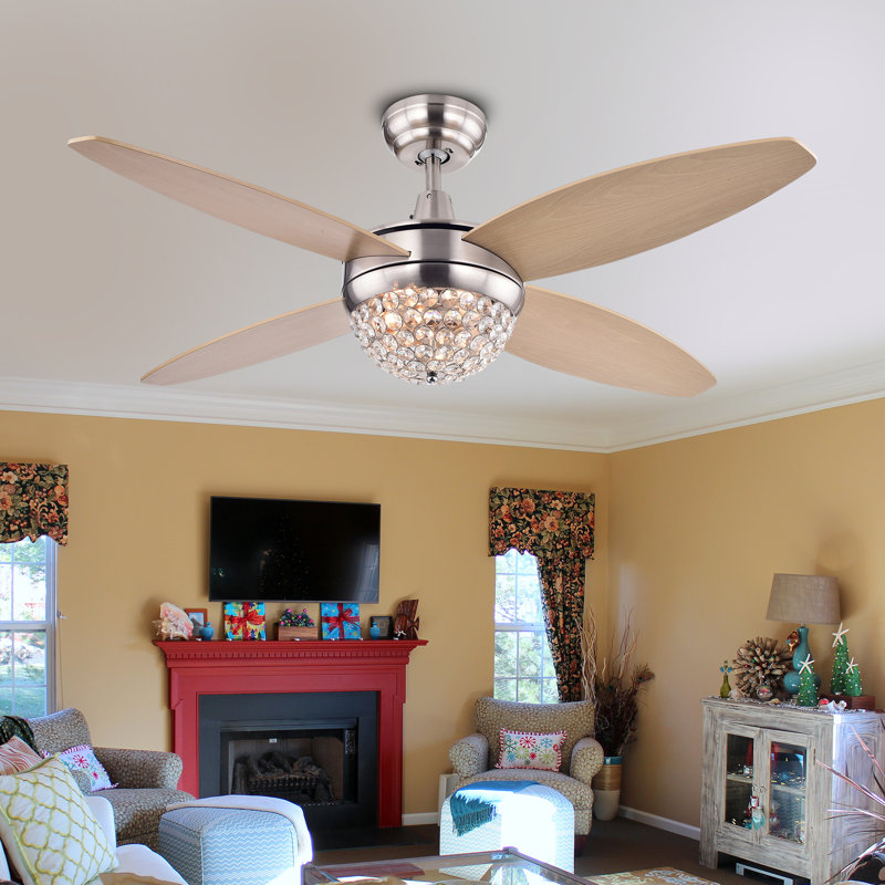 House Of Hampton 14 Chadron 4 Blade Crystal Ceiling Fan With Pull Chain And Light Kit Included Reviews Wayfair