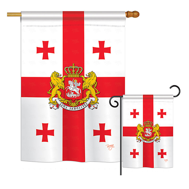 Breeze Decor 2 Piece Georgia Republic Of The World Nationality Impressions Decorative Vertical 2 Sided Polyester Flag Set Wayfair
