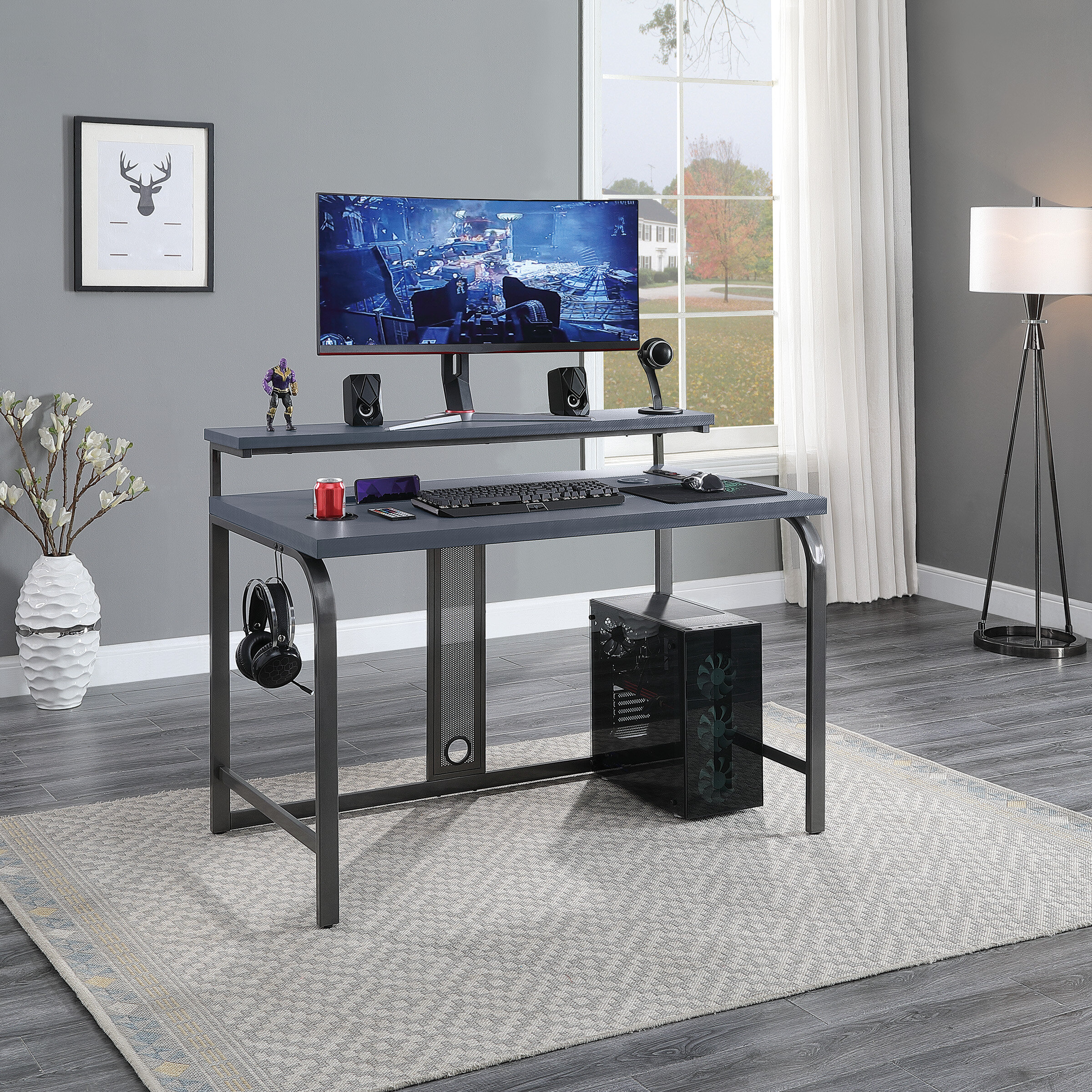 computer desk with built in outlets