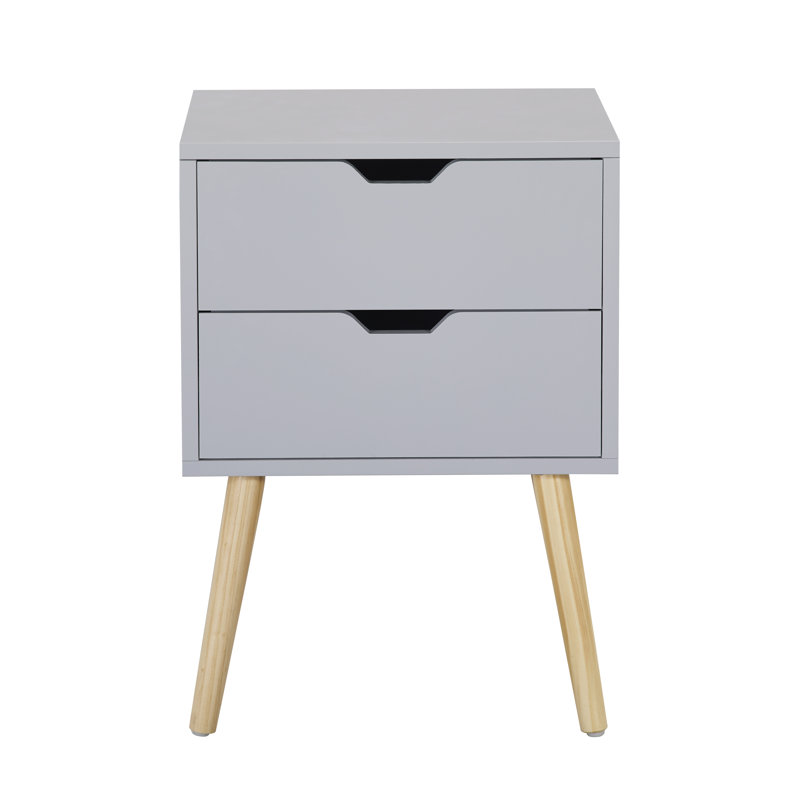 George Oliver Drawer Nightstand In Light Gray Set Of 2 Wayfair