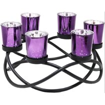 Tealight Holder For Deck or Patio  Metal  Purple 3 1/4" W x 5 1/4"T 