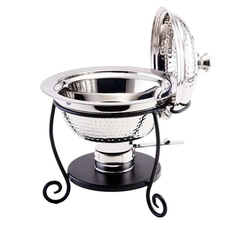 Hammered Stainless Steel Round 175 Qt Chafing Dish Hammered Stainless Steel Round 175 Qt Chafing Dish