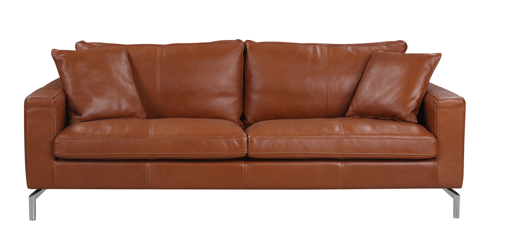 Orren Ellis Nyyear Mid Century Modern Plush Top Grain Leather Sofa Nyyear Mid Century Modern Plush Top Grain Leather Sofa