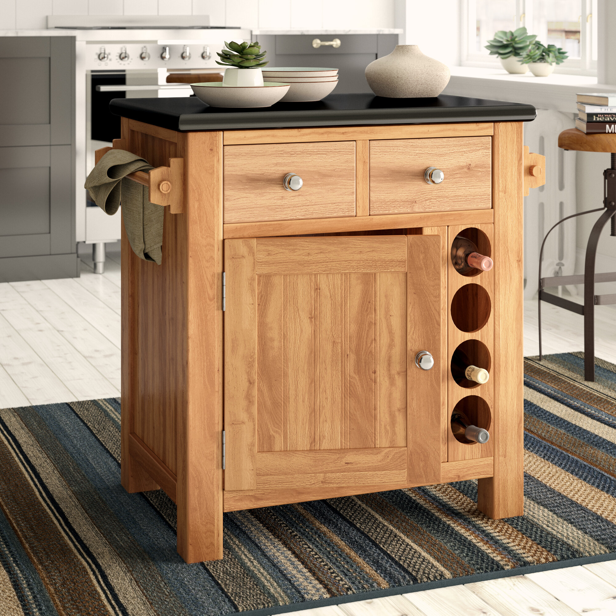 Union Rustic Kitchen Island With Granite Top Reviews Wayfaircouk