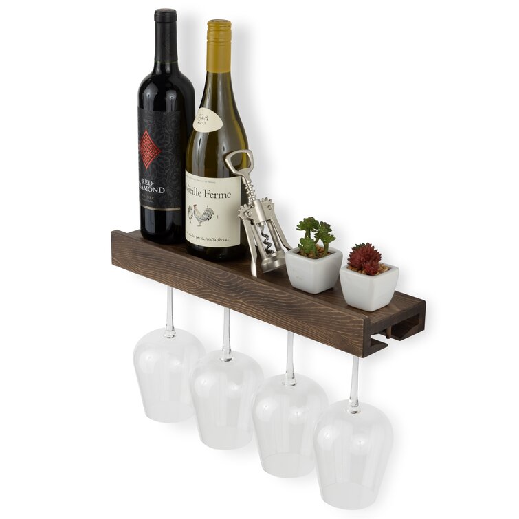 3 Bottle wall mounted wood wine rack 