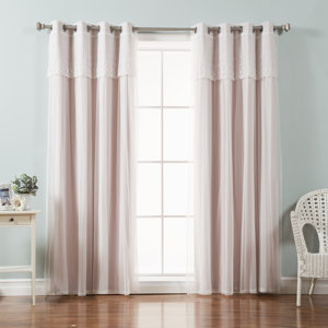 Mix and Match Tulle Solid Blackout Thermal Grommet Curtain Panels (Set of 2)