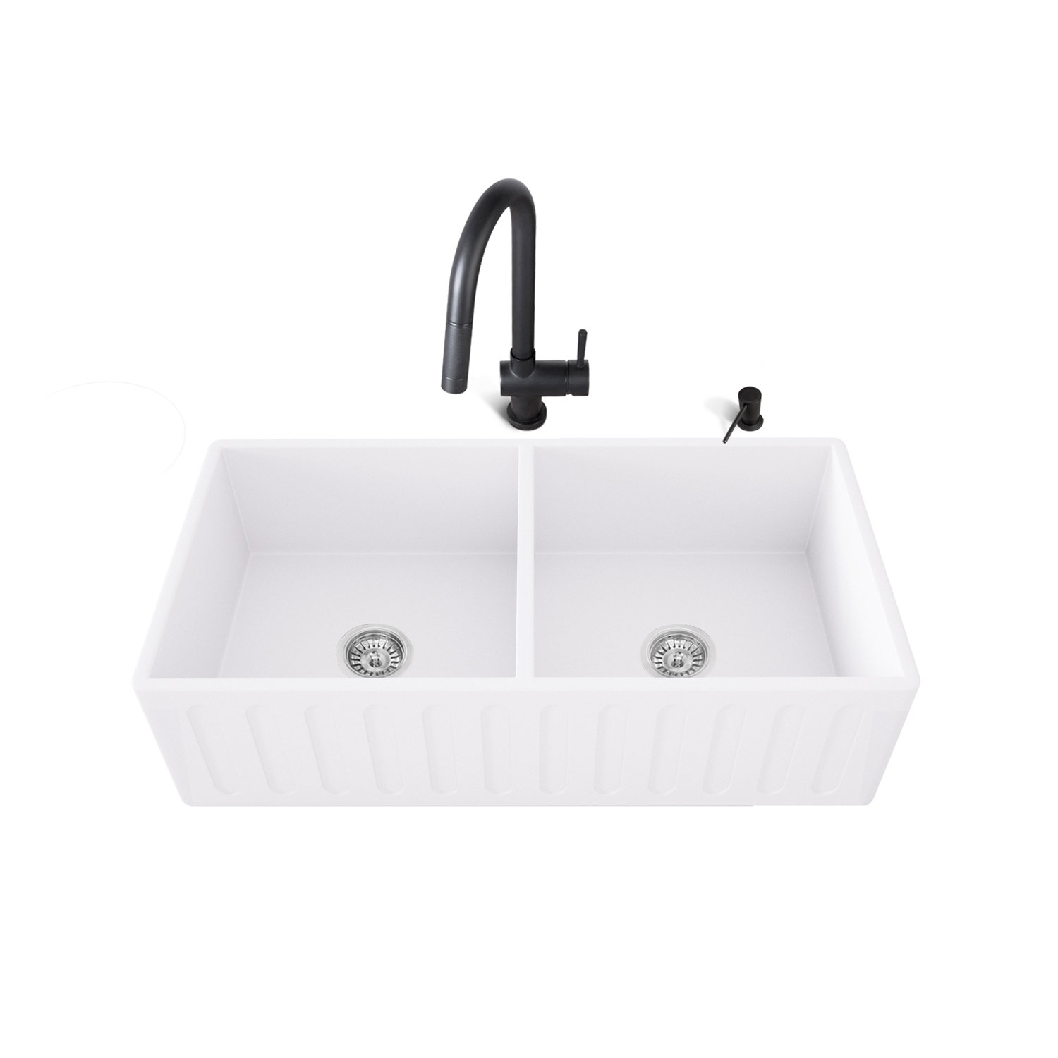 Vigo Matte Stone 33 L X 18 W Double Basin Farmhouse Kitchen Sink