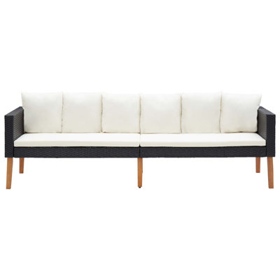 85.8" Wide Teak Rectangle Patio Sofa with Cushions