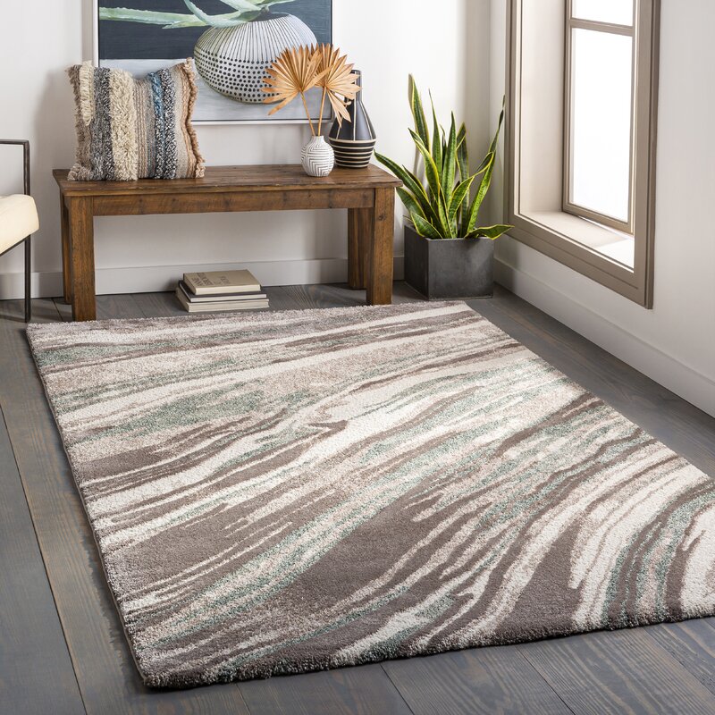 Orren Ellis Maripier Abstract Teal/Dark Brown Area Rug | Wayfair