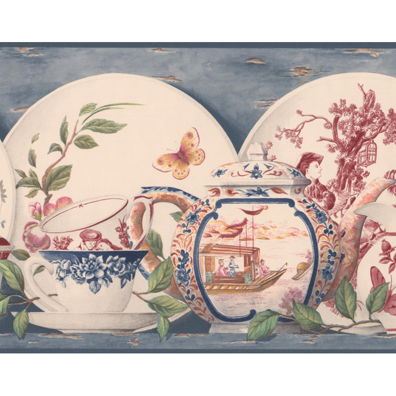 August Grove Bousquet Beautifully Painted Plates Cups Kettles