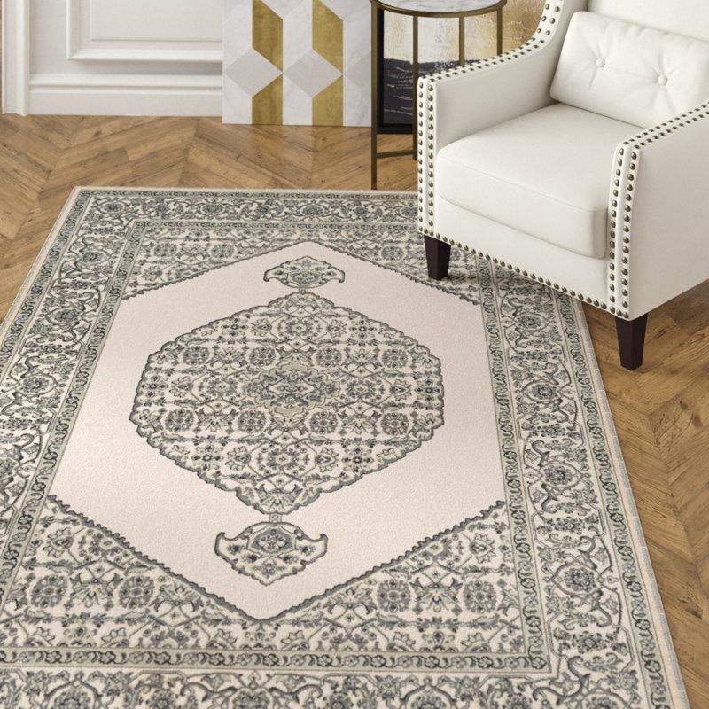 House Of Hampton Barclee Power Loom Light Gray Beige Rug Wayfair