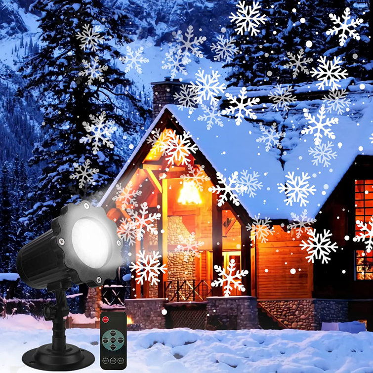 christmas light projector snow falling