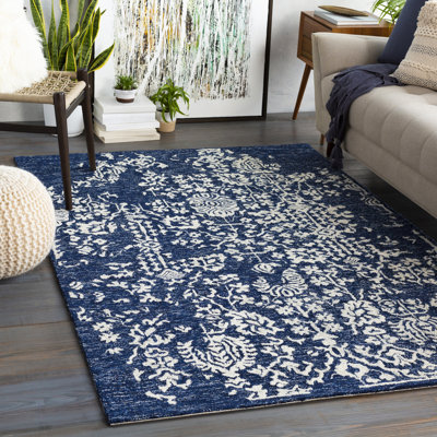 Bergmann Oriental Handmade Tufted Wool Navy/Beige Area Rug