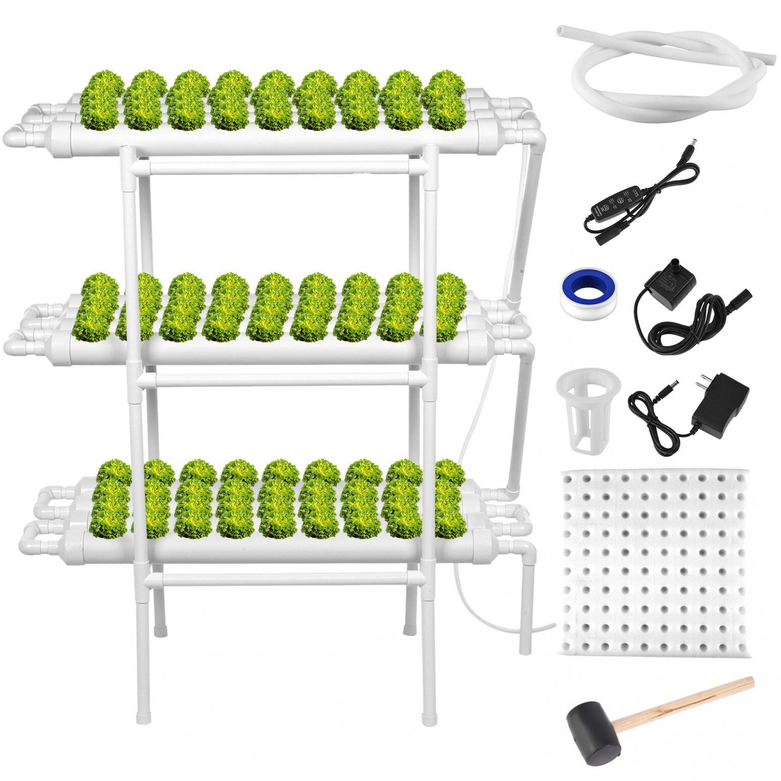 72Hole Hydroponic Grow Kit 4Layer Ladder Plant Vegetable Hydrokultur Kit PVC-U