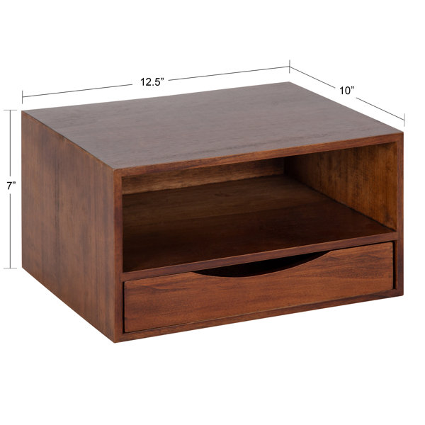 Wade Logan® Adeana Poplar Solid Wood Floating Shelf with Drawer ...