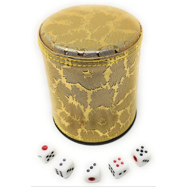 Leather Traditional Poker Dice Cup With Dice Casino Shaker Game 
