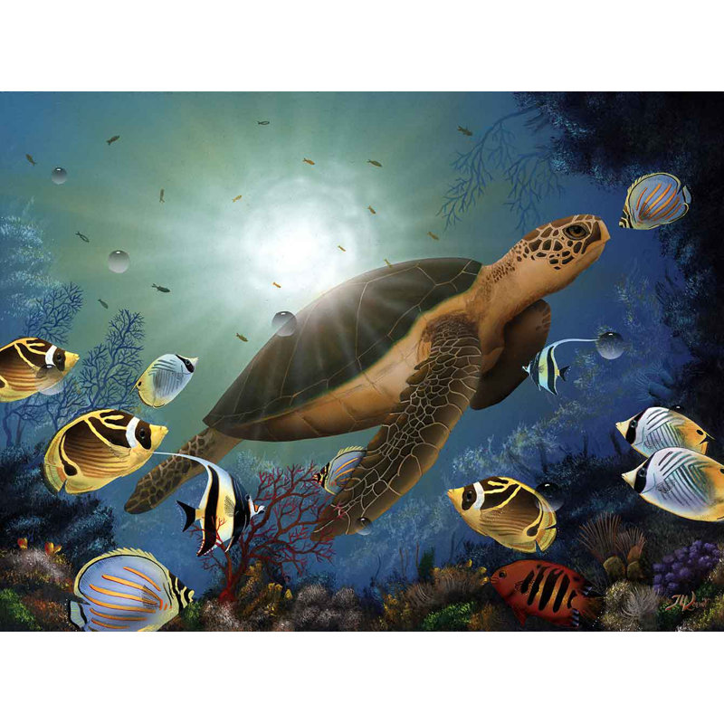 Highland Dunes The Enchanted Sea Turtle Acrylic Painting Print