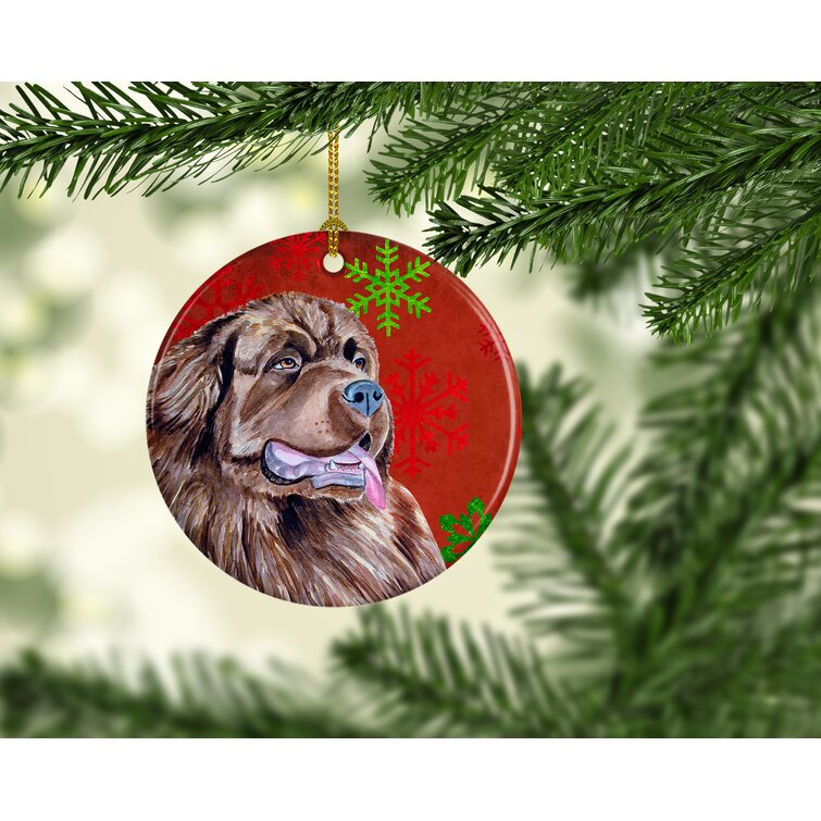 Scottish Deerhound Round Porcelain Ornament Dog Holiday Seasons 