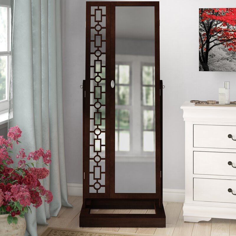 white long mirror jewelry armoire