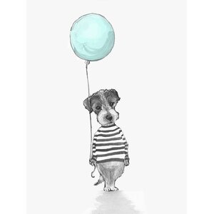 Pup with His Blue Balloon Canvas Art