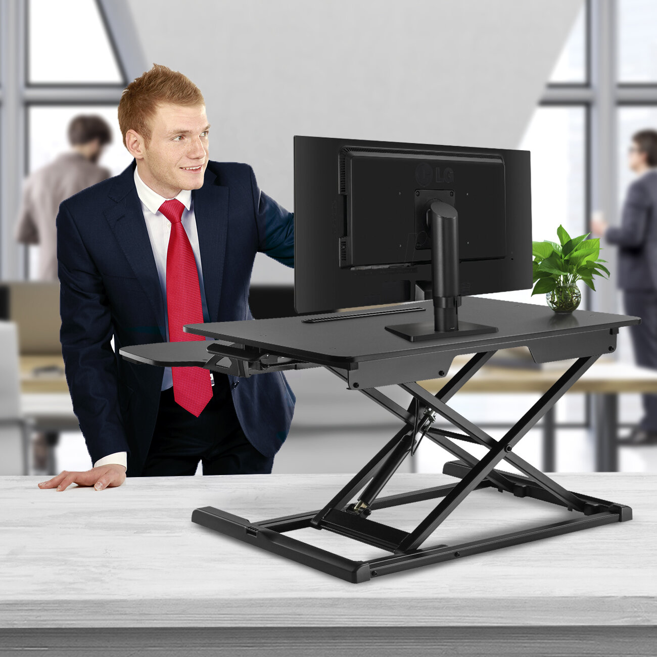 Symple Stuff Wimbish Adjustable Work Station Standing Desk Converter Wayfair