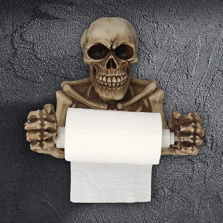 Skeleton Toilet Paper Holder with Wall Mounting Screw Spooky Halloween Skull 