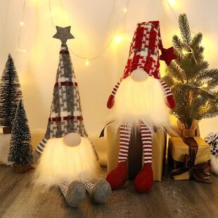 Nordic Swedish Xmas Ornaments Elf Gnom Christmas Gnomes with Warm Night Lights 