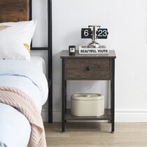 timber and wrought iron bedside tables