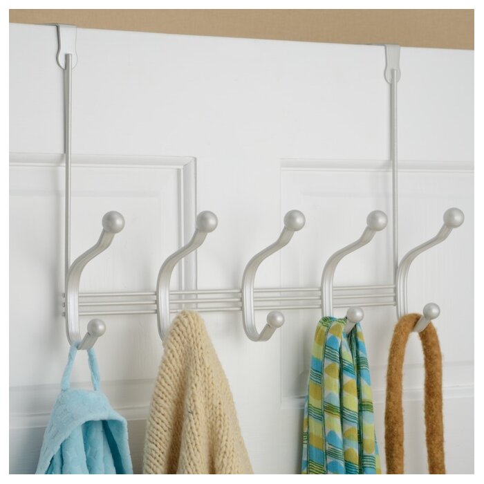 Robes Wardrobe Coat Rail Scarves and Towels Coat Rail with 12 Hooks for Jackets mDesign Over the Door Coat Rail Matte Black