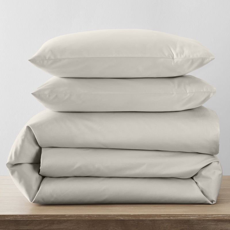 Danfield Cotton Sateen Duvet Cover Set Color: Ivory, Size: King / Cal King Duvet Cover + 2 Pillow Shams