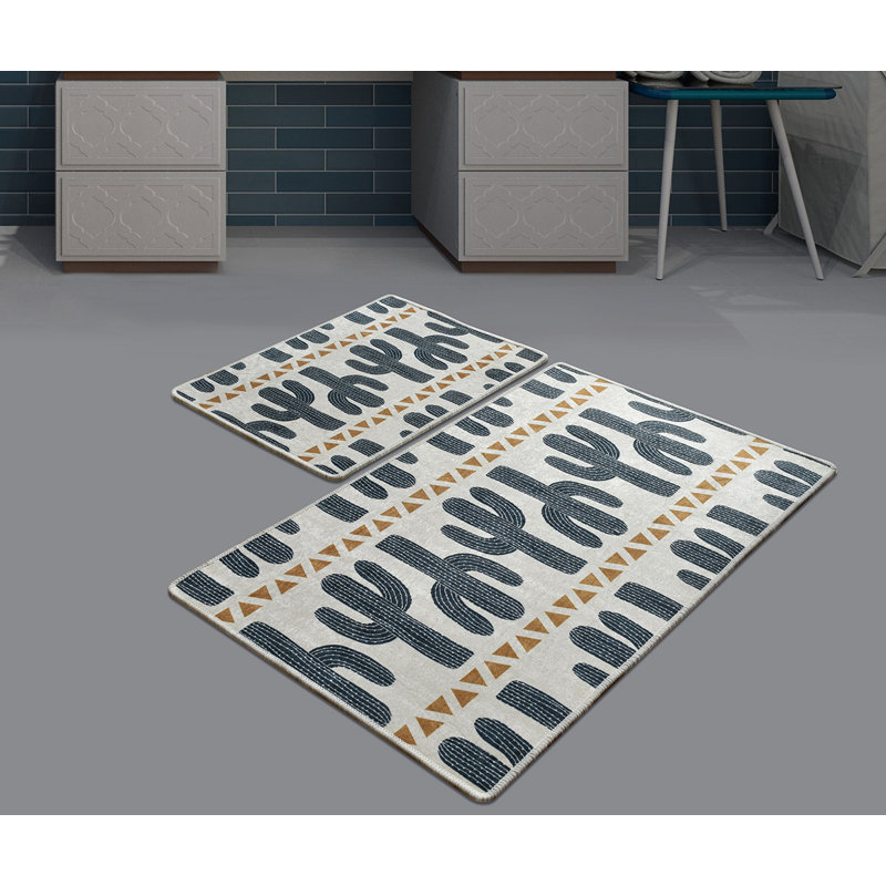 Dakota Fields Happy Cactus Digital 2 Piece Bath Rug Set Wayfair