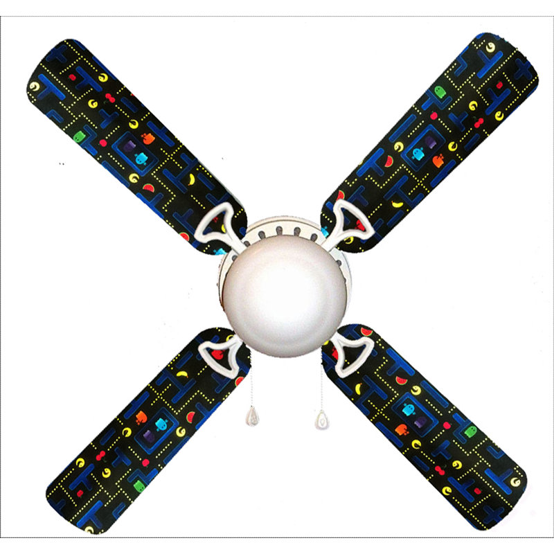 888 Cool Fans 42 4 Blade Flush Mount Ceiling Fan With Pull Chain And Light Kit Included Wayfair