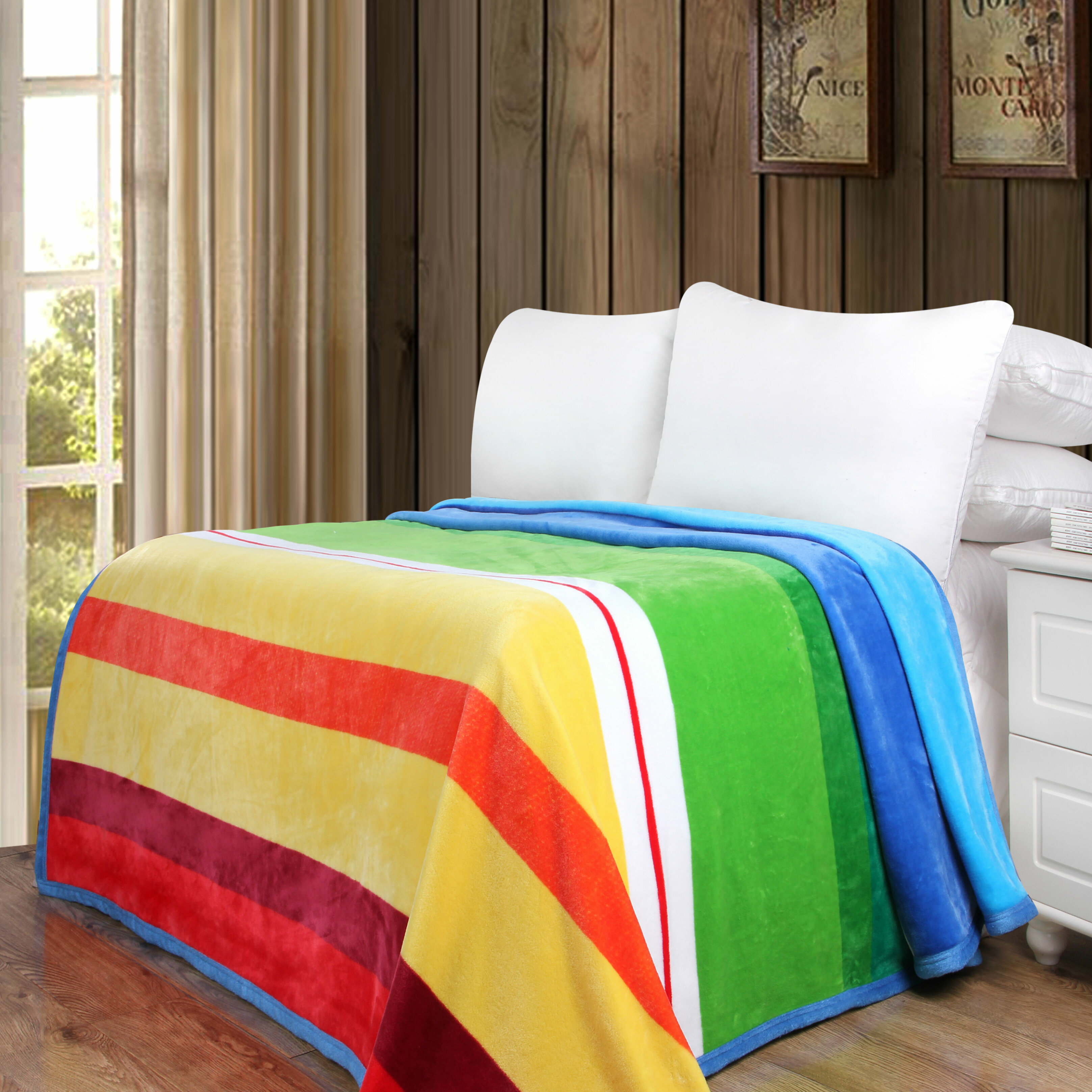 DaDa Bedding Solid Striped Rainbow Print Reversible Soft Warm Throw Blanket Reviews Wayfair
