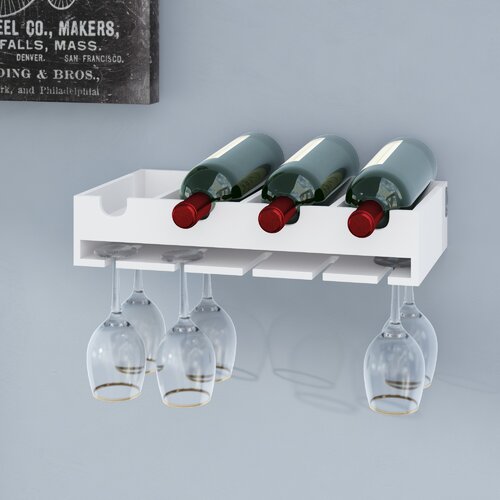 Winston Porter Galloway 4 Bottle Wall Mounted Wine Bottle And