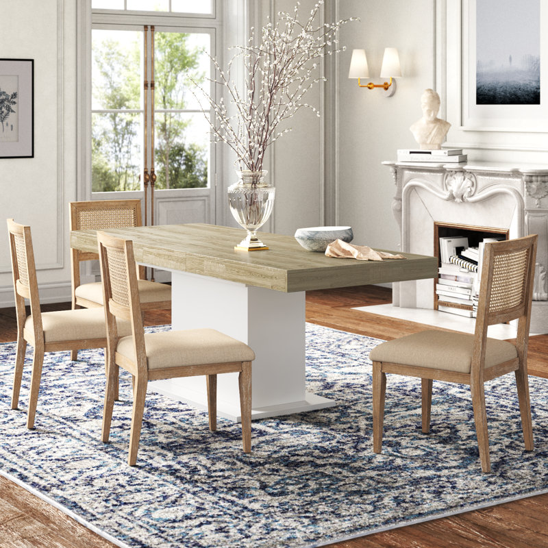 Azzedine Rectangular Dining Table Base Color: White