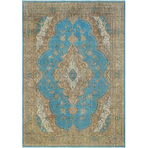 One-of-a-Kind Distressed Overdyed Hamid Hand-Knotted Blue Area Rug